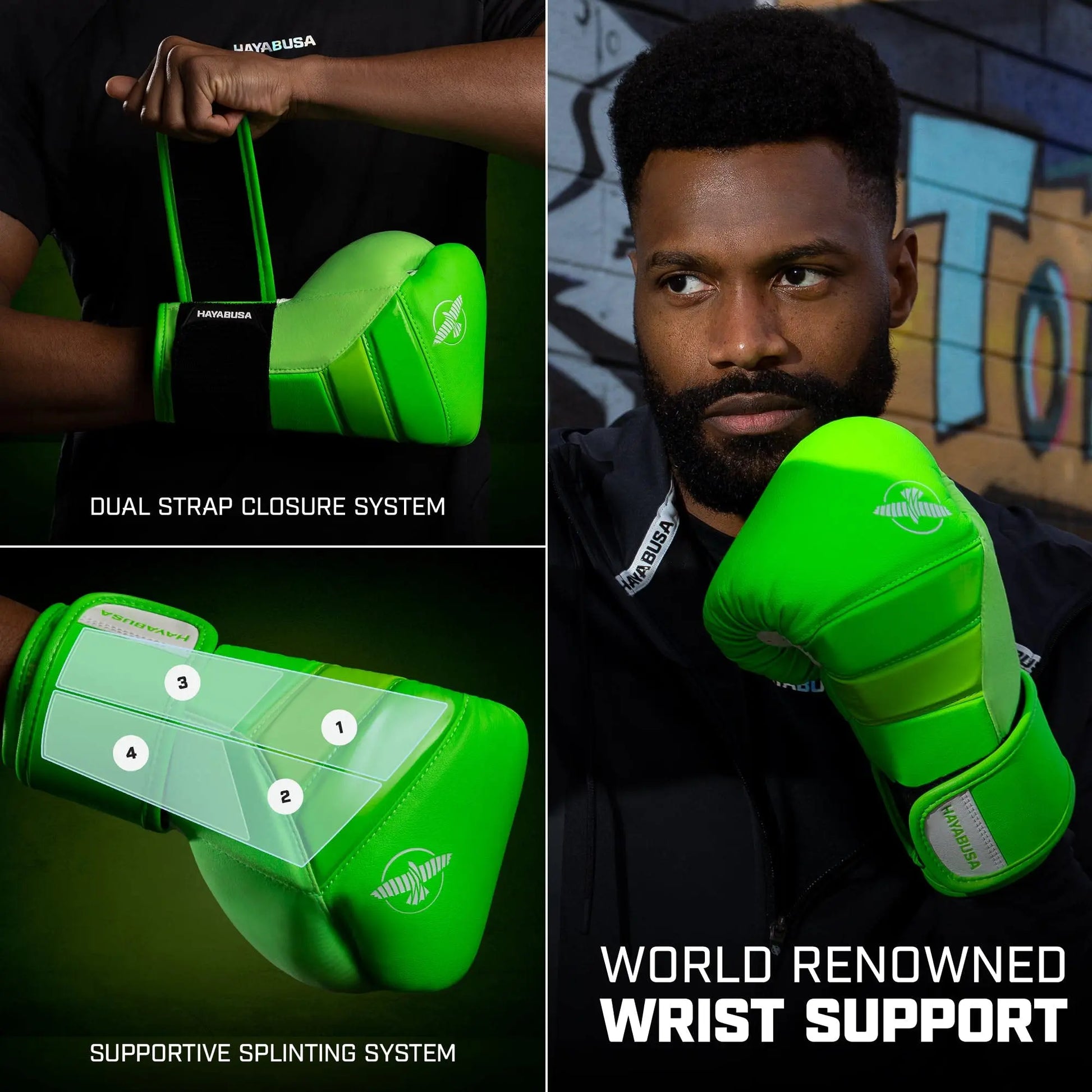 Hayabusa T3 Boxing Gloves for Men and Women Wrist and Knuckle Protection, Dual-X Hook and Loop Closure, Splinted Wrist Support, 5 Layer Foam Knuckle Padding The Champ Gear