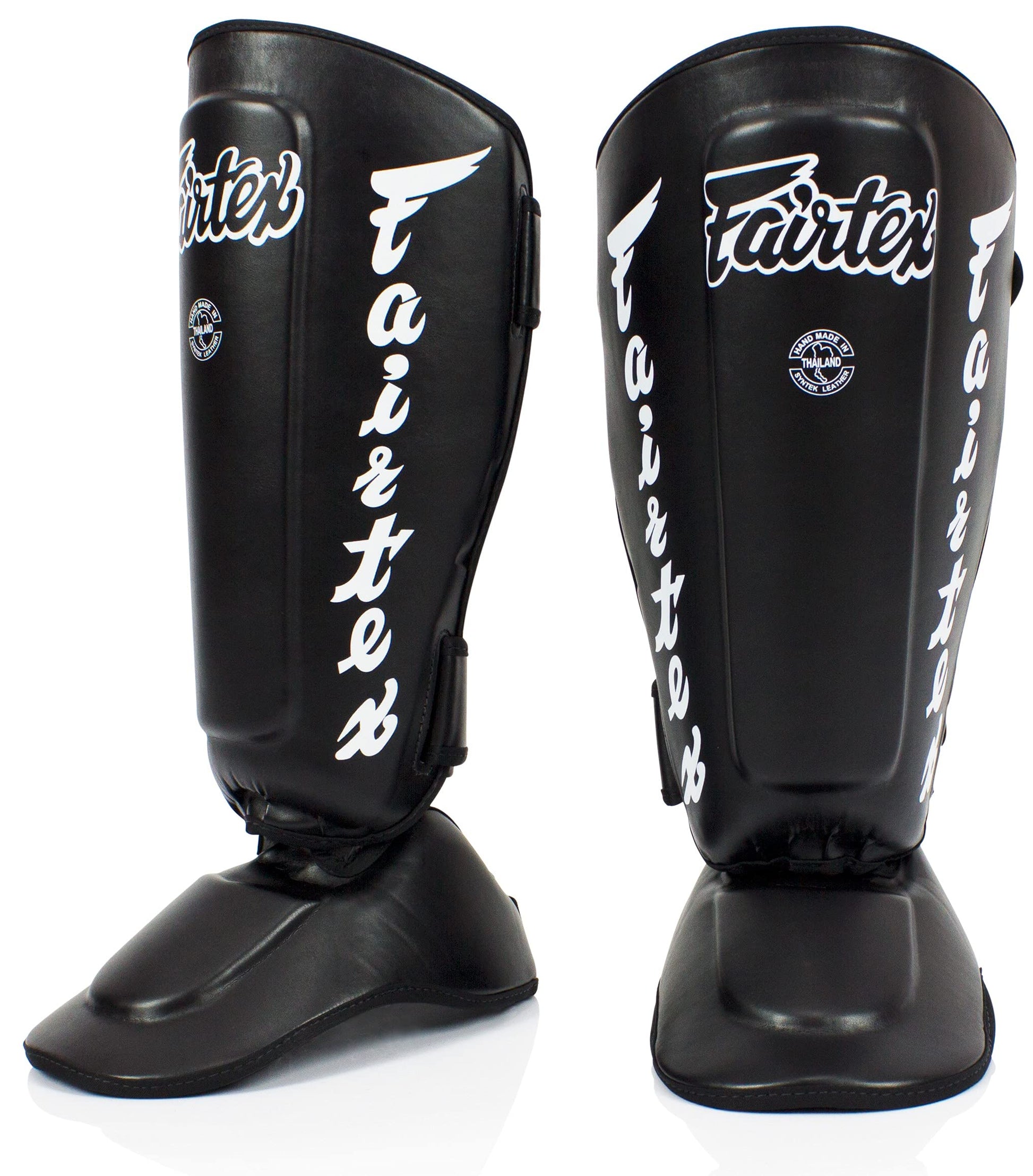 Fairtex SP7 Muay Thai Shin Guards for Men, Women, Kids | Shin Guards Made with Syntek Leather & are Premium, Lightweight & Durable | Detachable shin & Foot Protector The Champ Gear