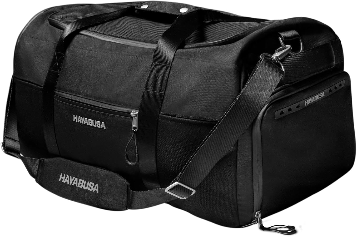 Hayabusa Airstream Athletic Duffle Gym Bag for Women and Men - Black, 50l Duffle Bag - 7 Zippered Pockets, Good for Travel, Boxing, MMA, BJJ, Kickboxing, Muay Thai, Wrestling, Glove/Shoe Compartment The Champ Gear