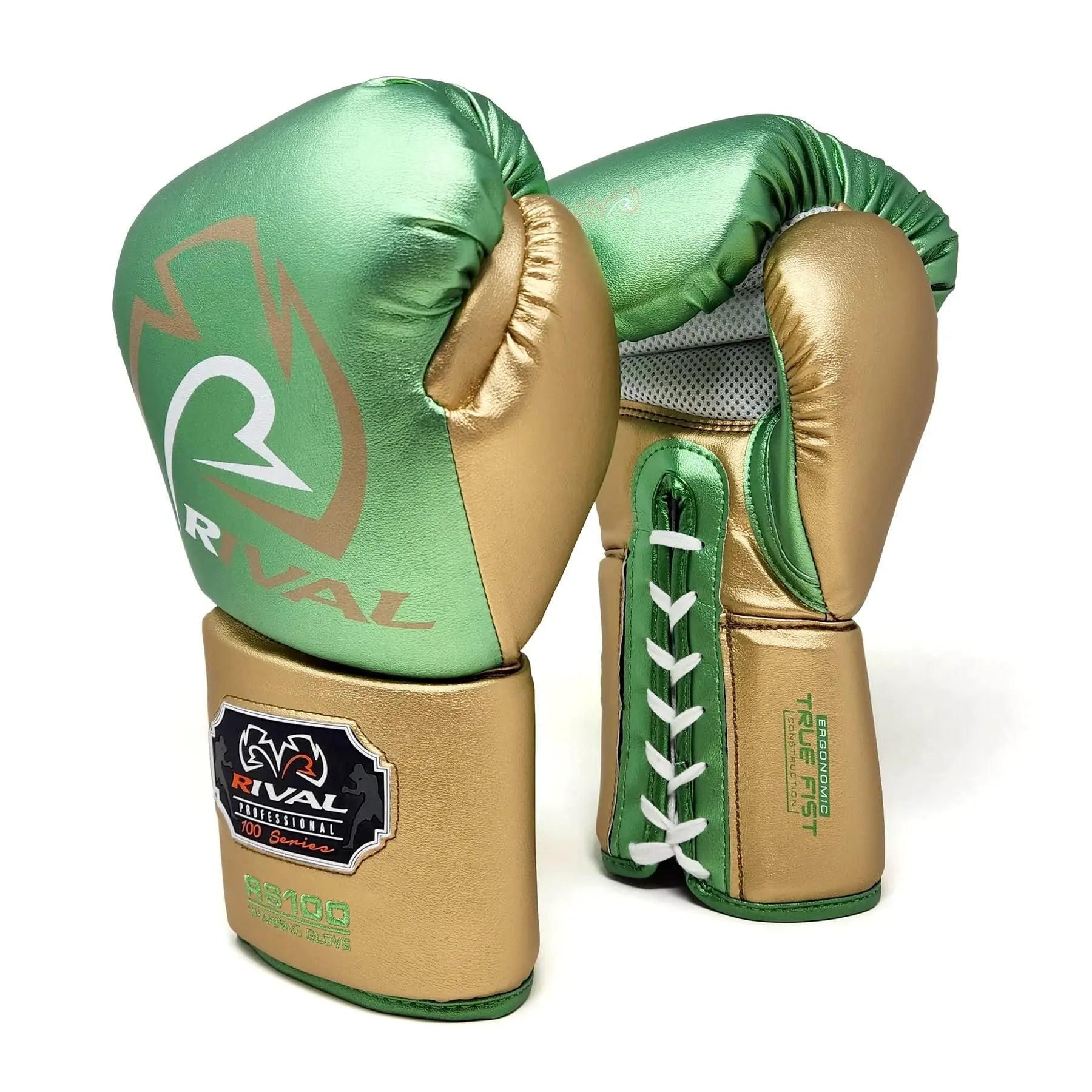 RIVAL Boxing RS100 Professional Lace-Up Sparring Gloves, Handcrafted with Super-Rich Microfiber PU, Ergonomically Designed to Perfectly Fit Your Hand The Champ Gear