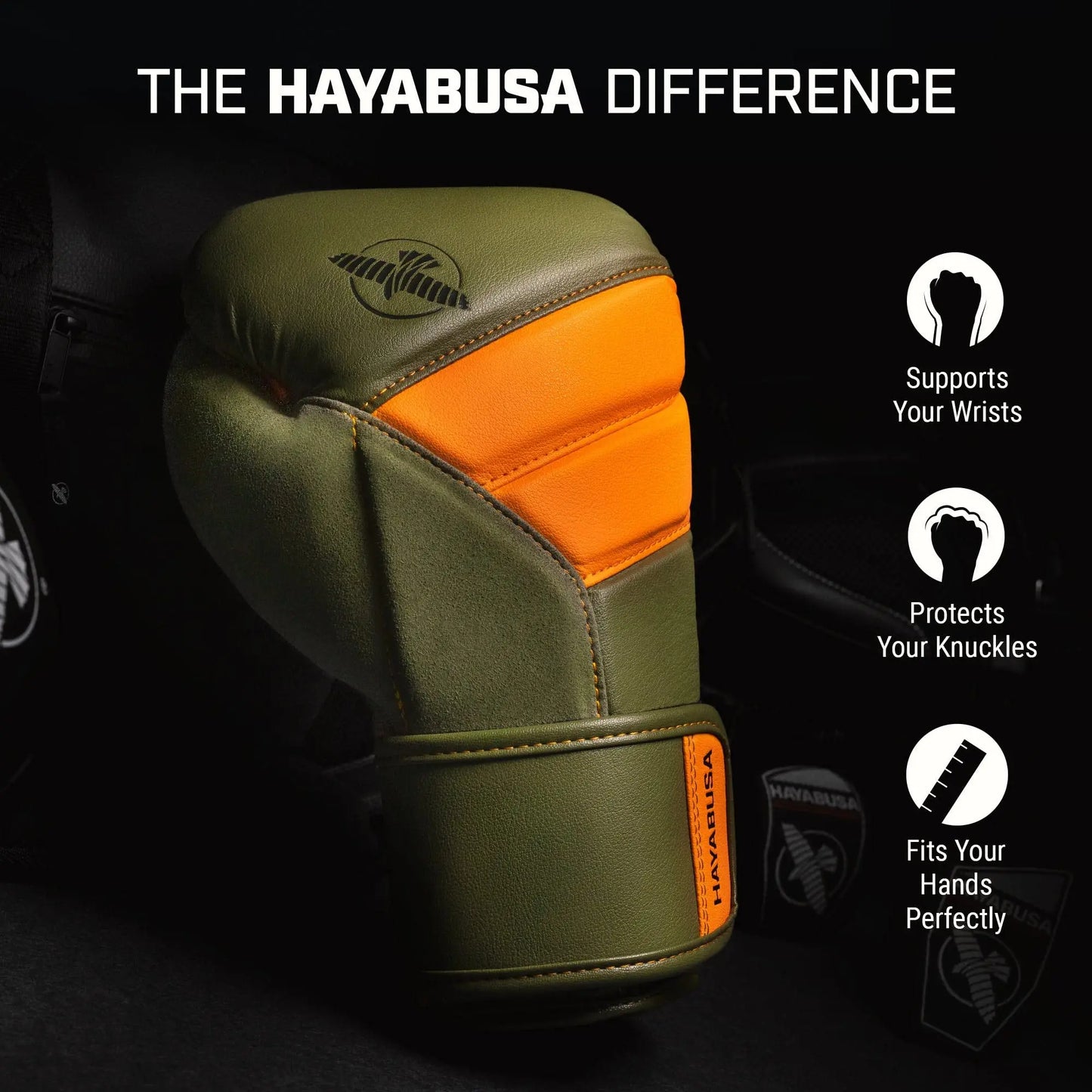 Hayabusa T3 Boxing Gloves for Men and Women Wrist and Knuckle Protection, Dual-X Hook and Loop Closure, Splinted Wrist Support, 5 Layer Foam Knuckle Padding The Champ Gear