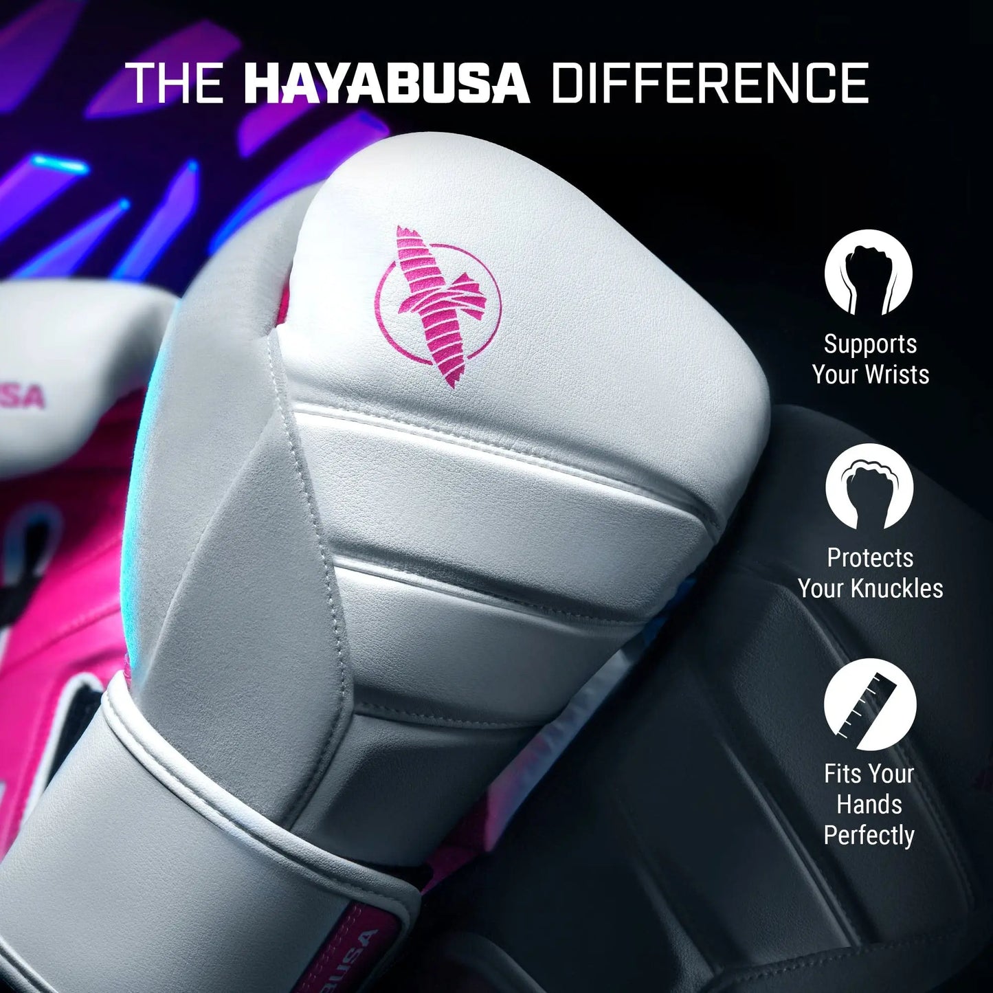 Hayabusa T3 Boxing Gloves for Men and Women Wrist and Knuckle Protection, Dual-X Hook and Loop Closure, Splinted Wrist Support, 5 Layer Foam Knuckle Padding The Champ Gear