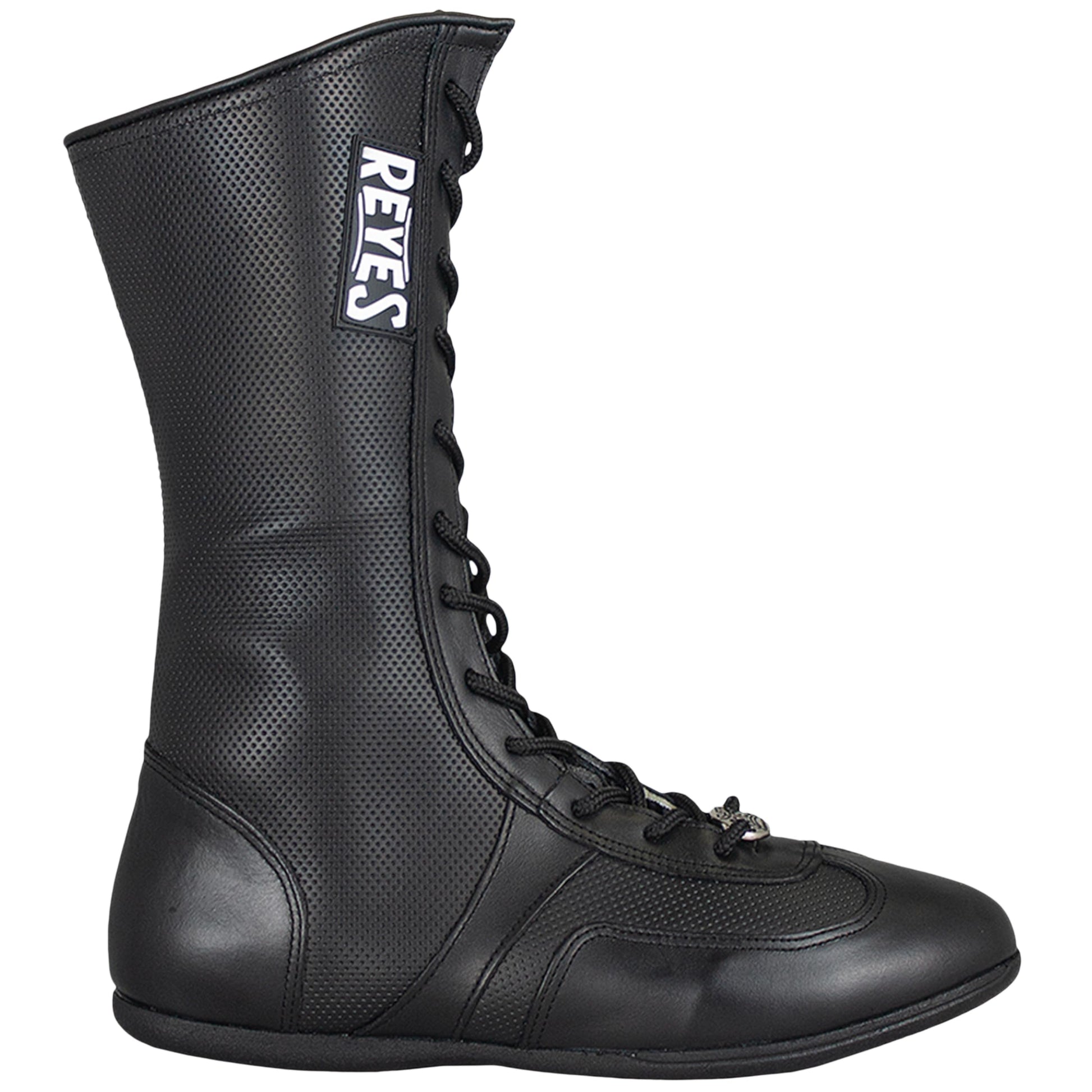 CLETO REYES High Top Leather Boxing Shoes for Men, Professional Old School Boots for MMA, Kickboxing, Muay Thai, Lace Up, Black The Champ Gear