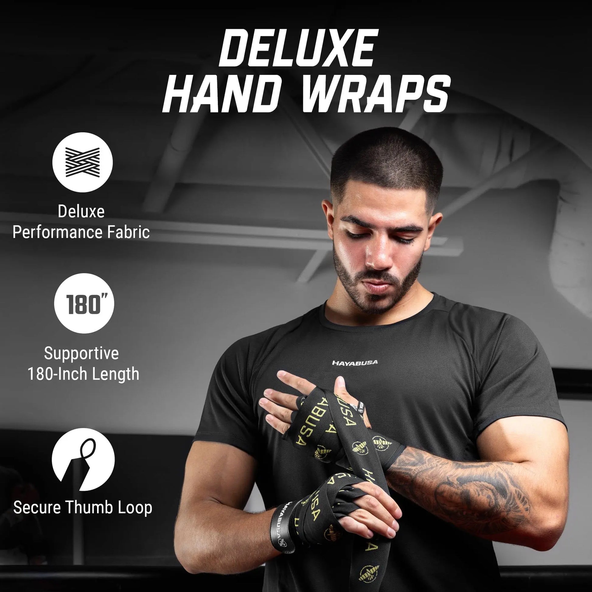 Hayabusa Deluxe Boxing Hand Wraps for Men and Women MMA, Kickboxing and Muay Thai - 4 Colors, 180 inches The Champ Gear