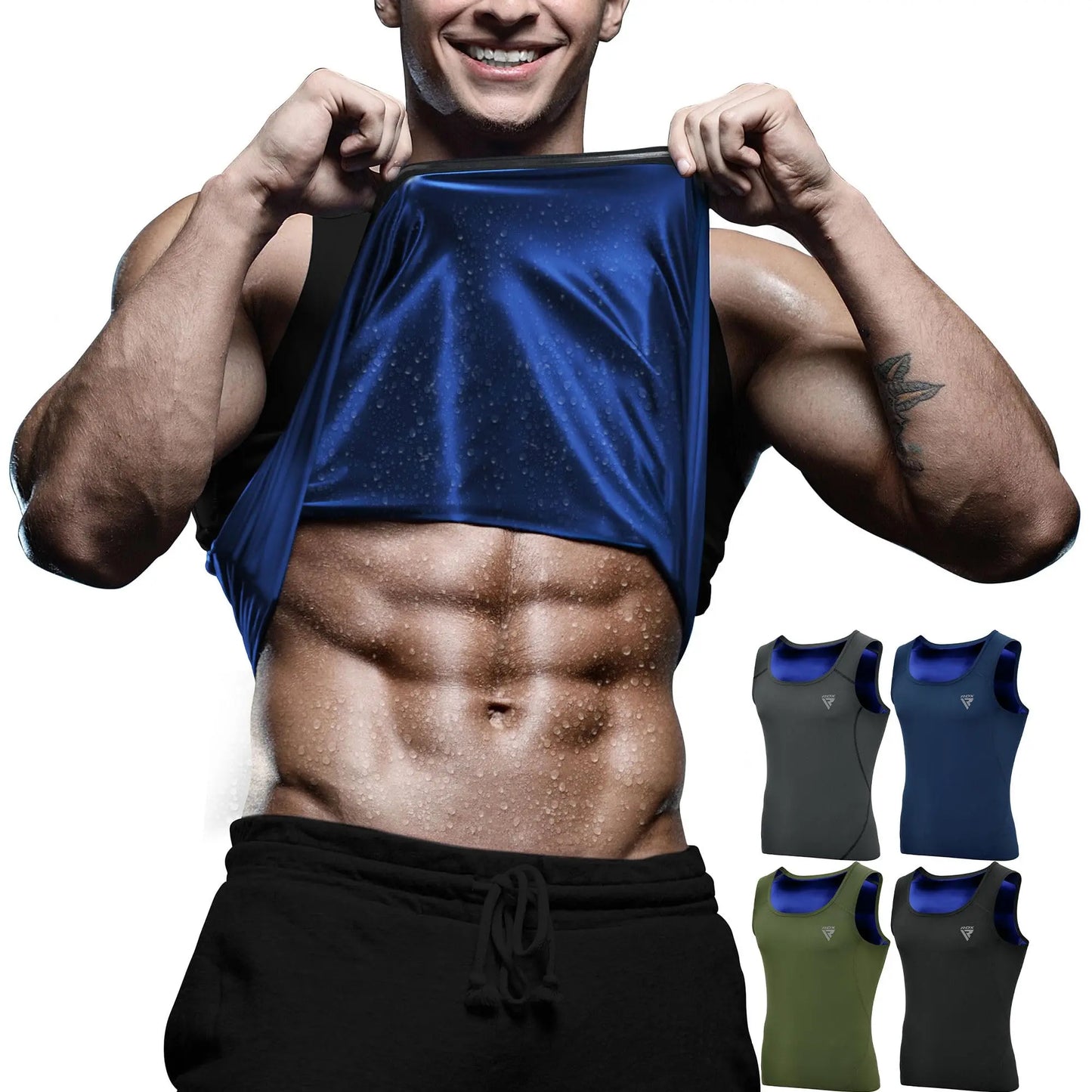 RDX Men's Sauna Vest Heat Trapping Sweat Waist Trainer - REACH OEKO TEX 100 Certified Body Shaper - Zipper - Fitness Tank Top The Champ Gear