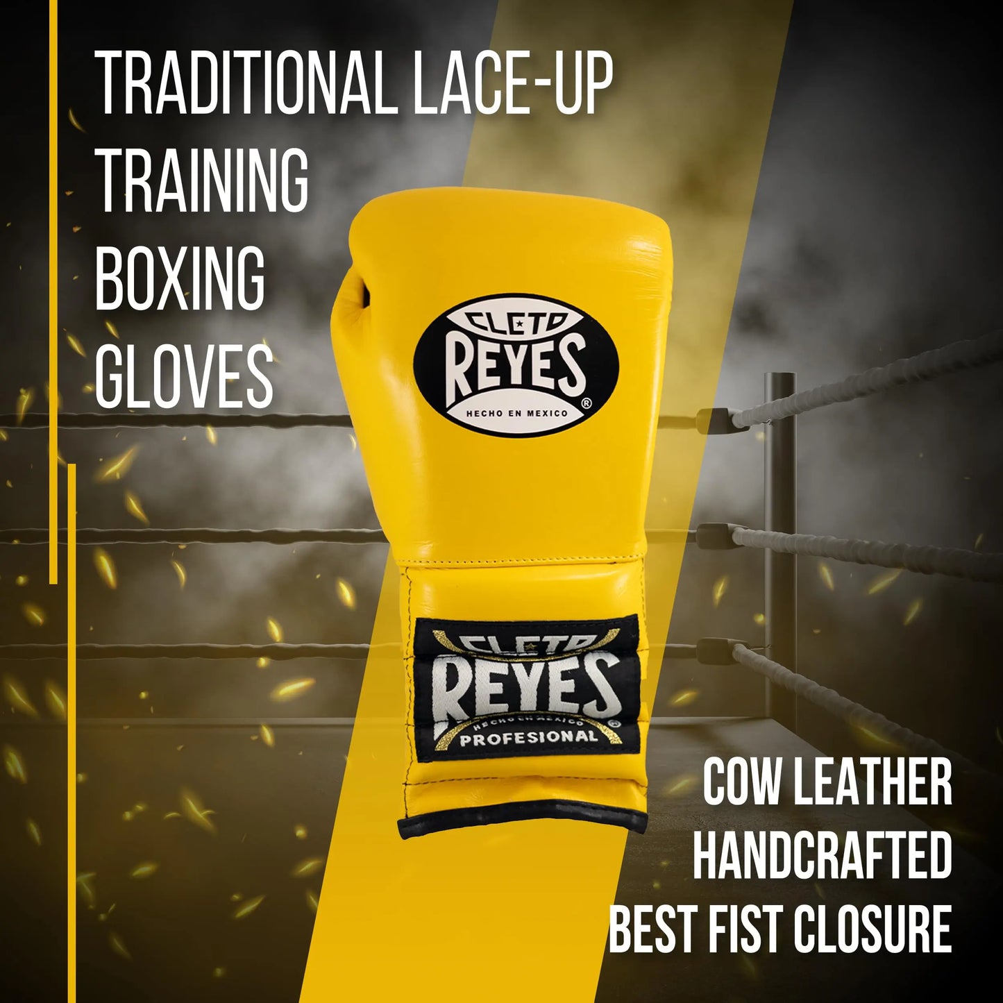 CLETO REYES Traditional Professional Boxing Gloves with Laces for Training, Sparring and Heavy Punching Bags for Men and Women, MMA, Kickboxing, Muay Thai The Champ Gear