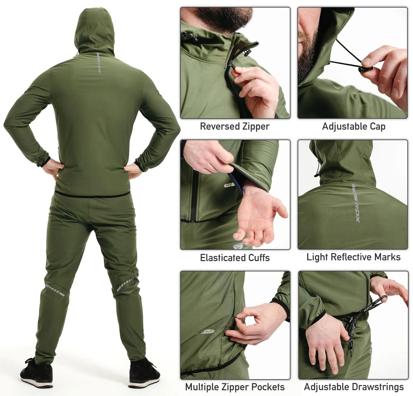 RDX Sauna Suit Weight Loss, REACH Compliant OEKO TEX 100 Certified, Full Body Sweat Heat Suit with Hood, Men Women Gym Jacket The Champ Gear