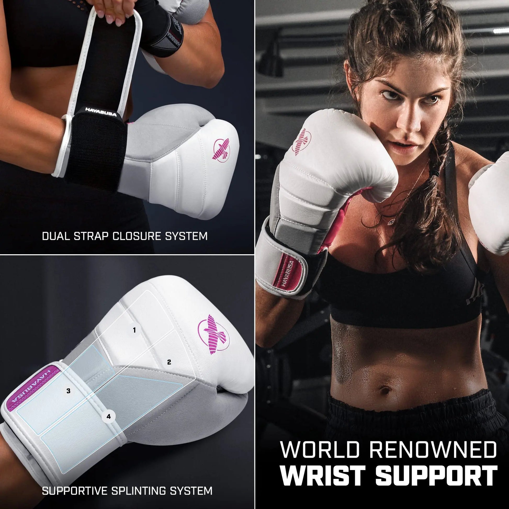 Hayabusa T3 Boxing Gloves for Men and Women Wrist and Knuckle Protection, Dual-X Hook and Loop Closure, Splinted Wrist Support, 5 Layer Foam Knuckle Padding The Champ Gear