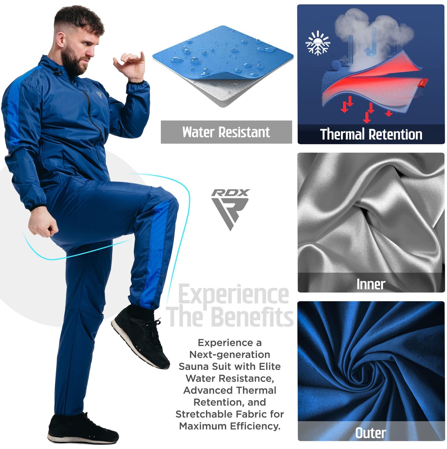 RDX Sauna Suit Weight Loss, Full Body Heat Sweat Suit, REACH OEKO TEX 100 CERTIFIED, Anti Rip Long Sleeves Tracksuit Boxing The Champ Gear