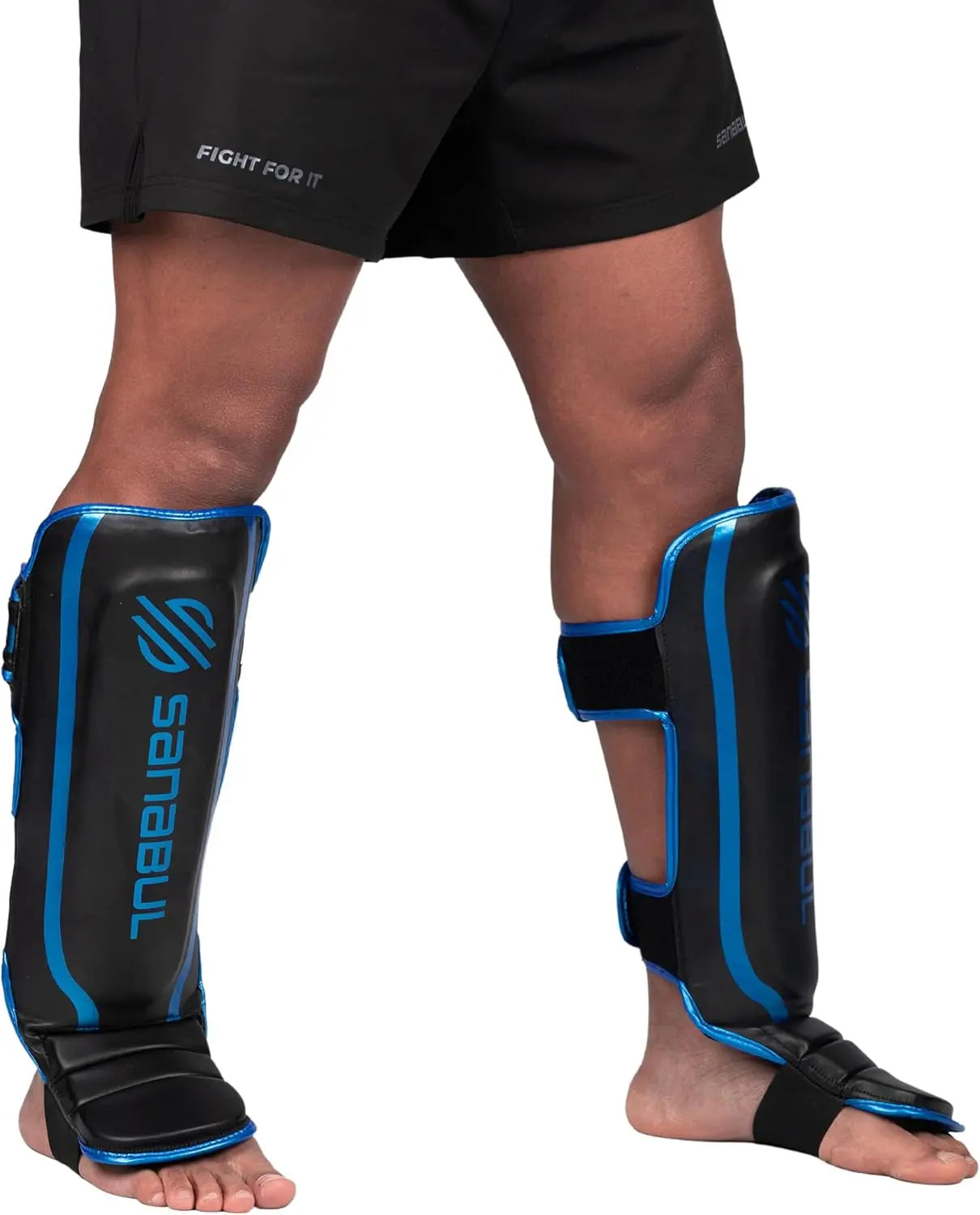 Essential Kickboxing Shin Guards with Hook & Loop Straps Shin Pads for MMA Muay Thai and Martial Arts