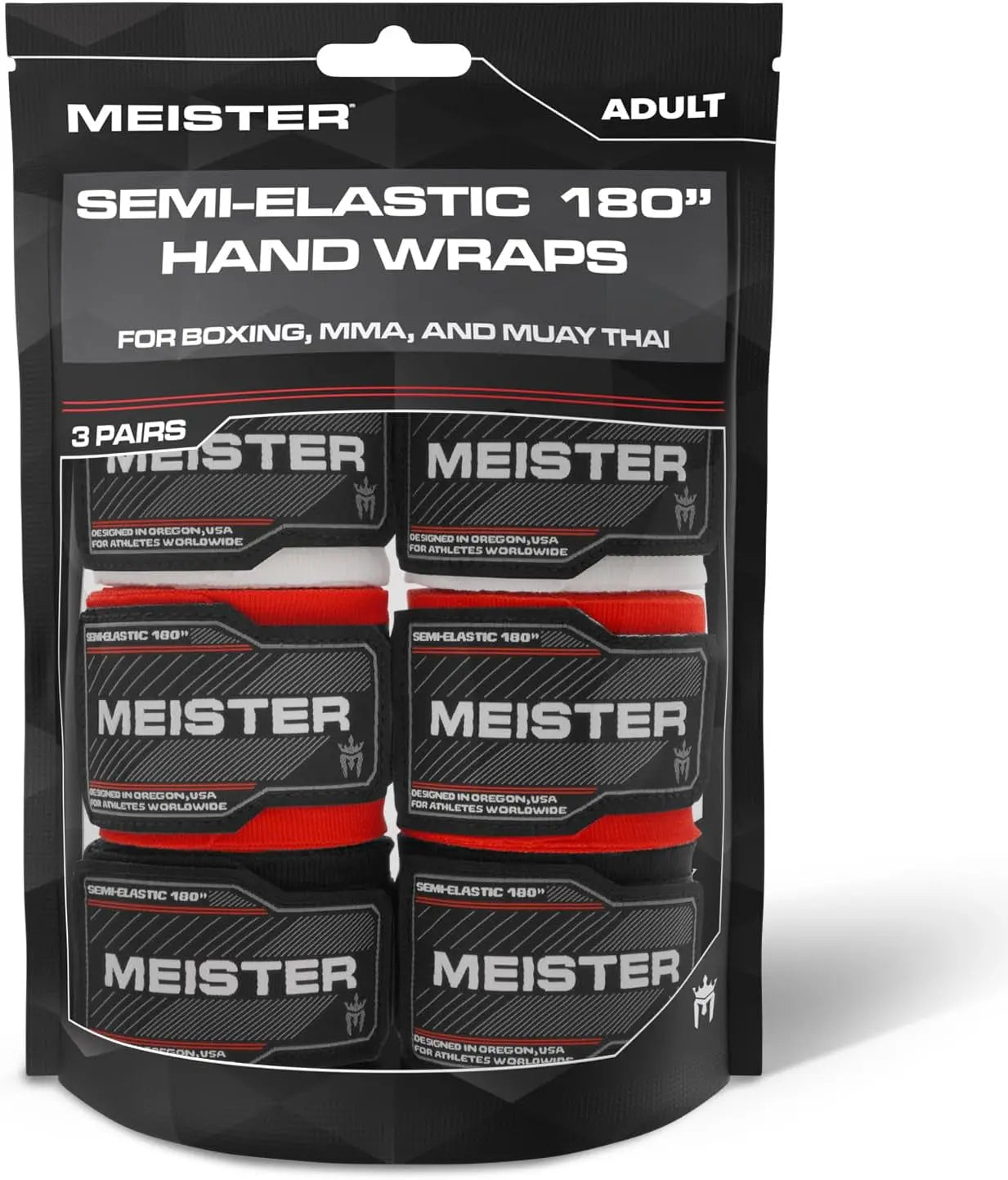 Adult 180" Hand Wraps for MMA & Boxing - 3 Pairs Pack