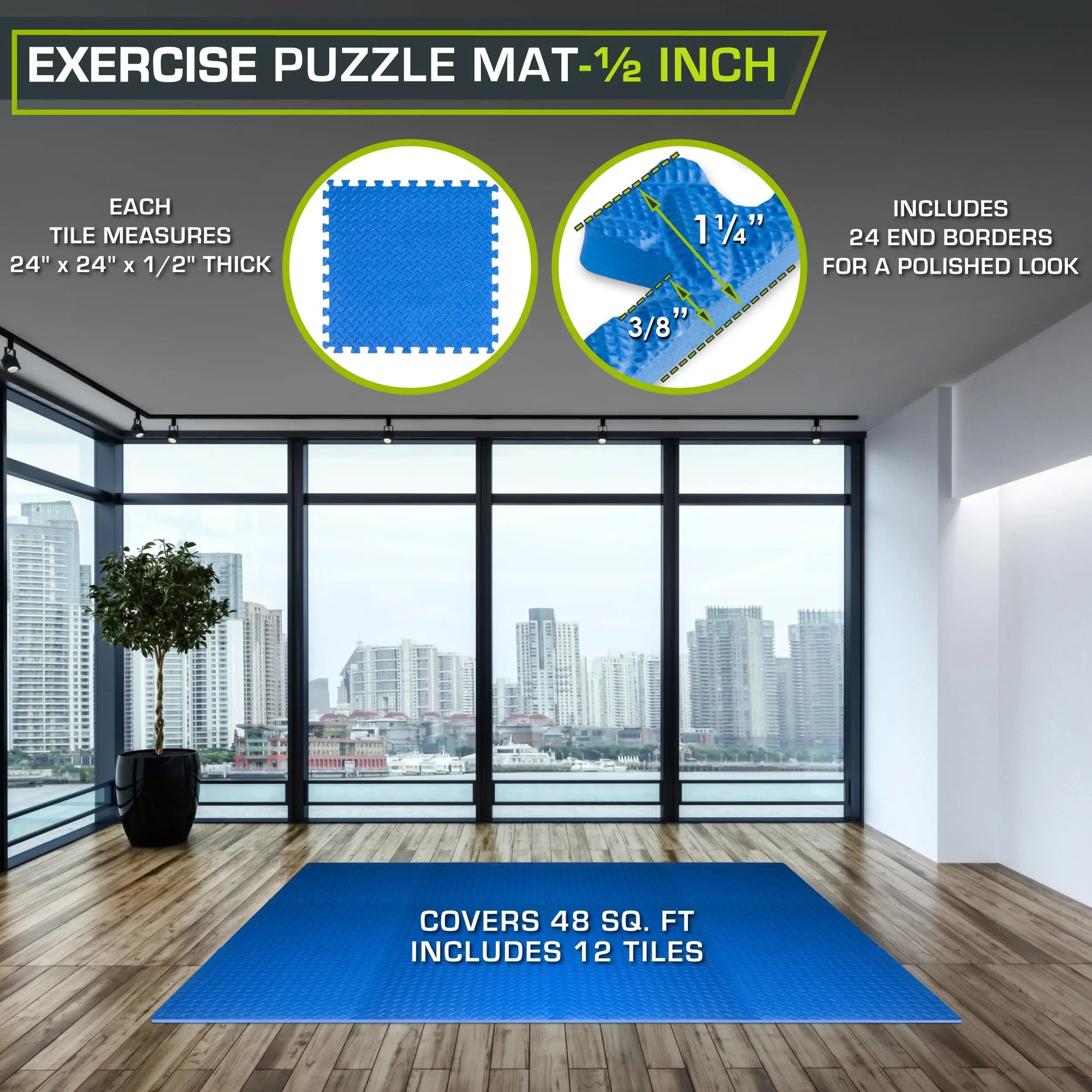 ProsourceFit Puzzle Exercise Mat – ½" EVA Foam Floor Tiles, 144 Sq Ft - The Champ Gear