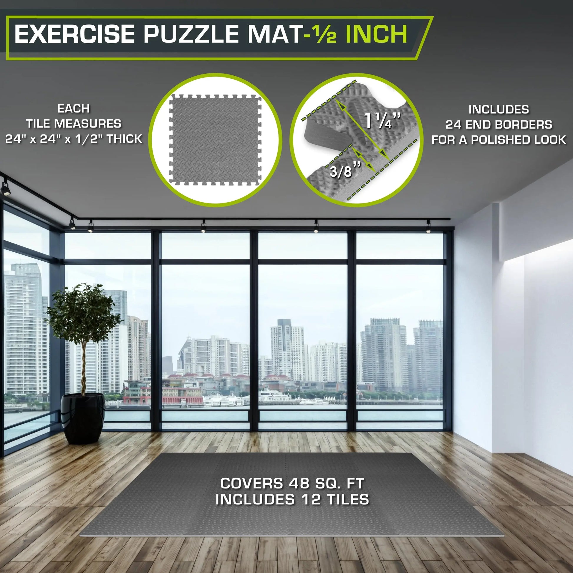 ProsourceFit Puzzle Exercise Mat – ½" EVA Foam Floor Tiles, 144 Sq Ft - The Champ Gear