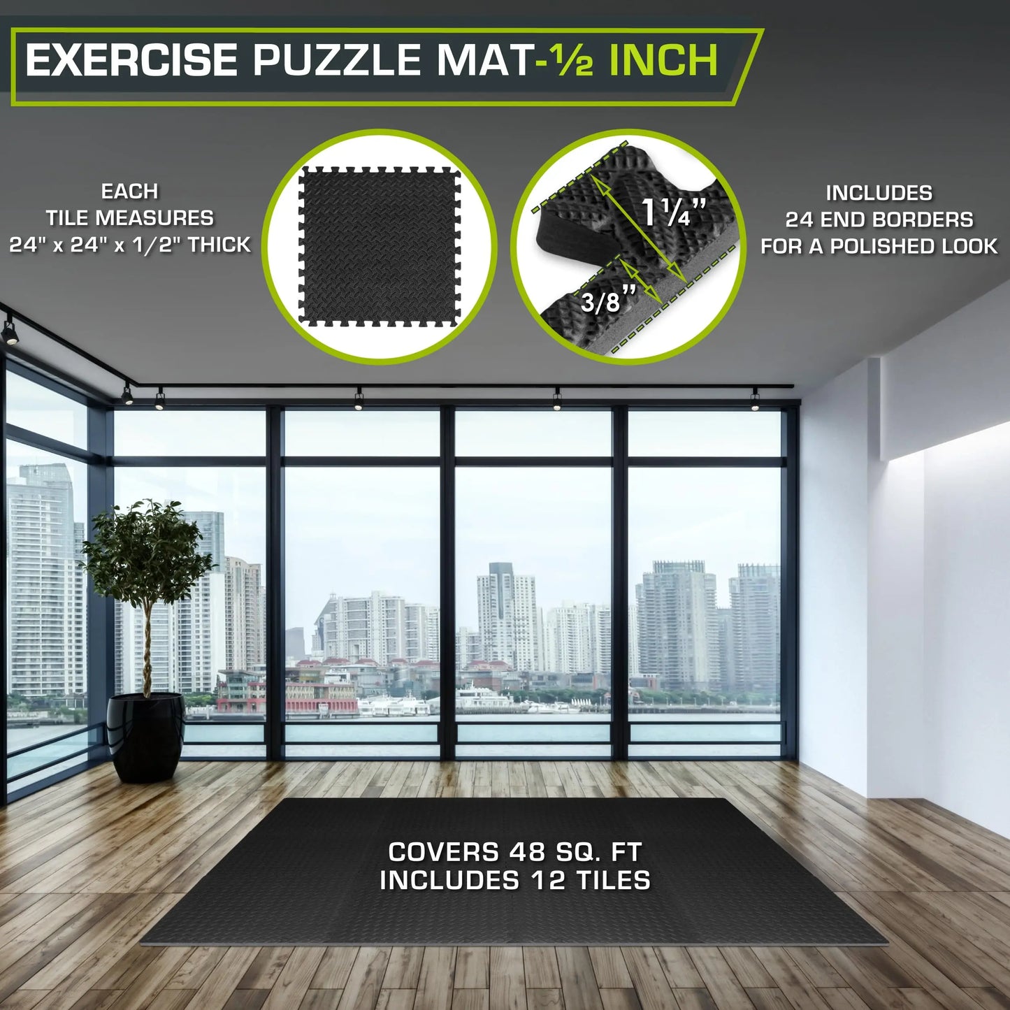 ProsourceFit Puzzle Exercise Mat – ½" EVA Foam Floor Tiles, 144 Sq Ft - The Champ Gear