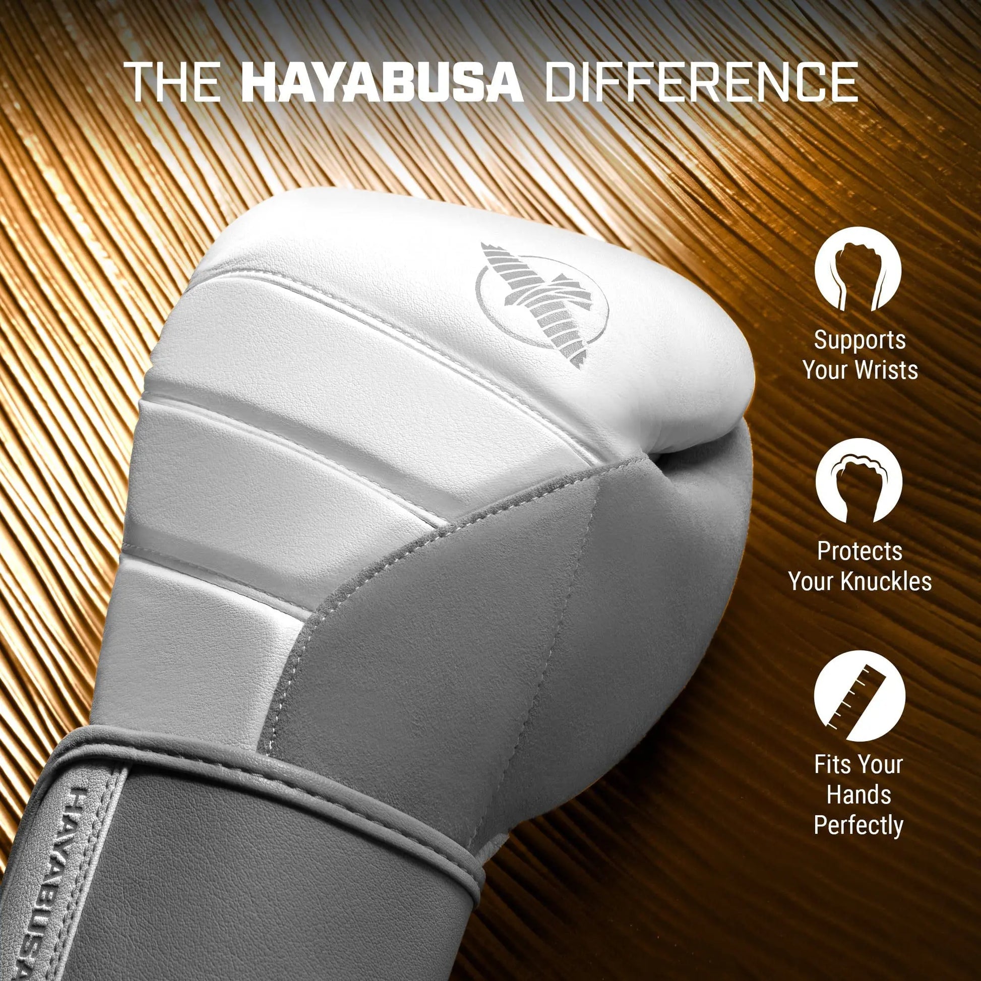 Hayabusa T3 Boxing Gloves for Men and Women Wrist and Knuckle Protection, Dual-X Hook and Loop Closure, Splinted Wrist Support, 5 Layer Foam Knuckle Padding The Champ Gear