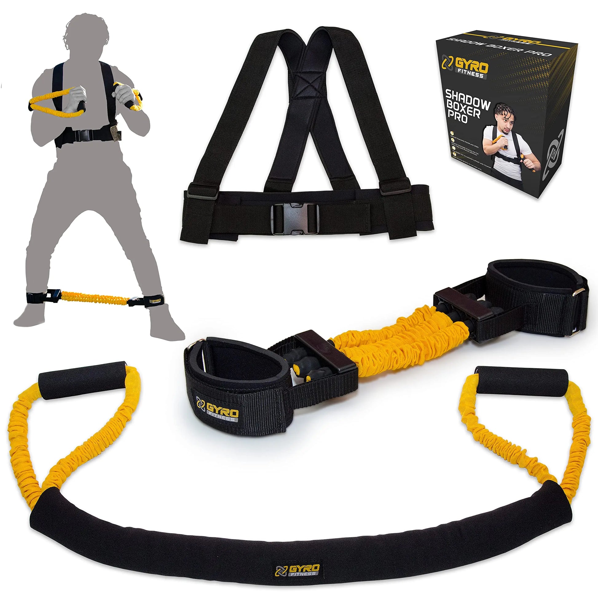 GYRO FITNESS | Shadow Boxer Pro | Boxing Resistance Bands Set for Shadow Boxing, Comes with Ankle Cuffs | Ideal Addition to Your Home Boxing Equipment The Champ Gear