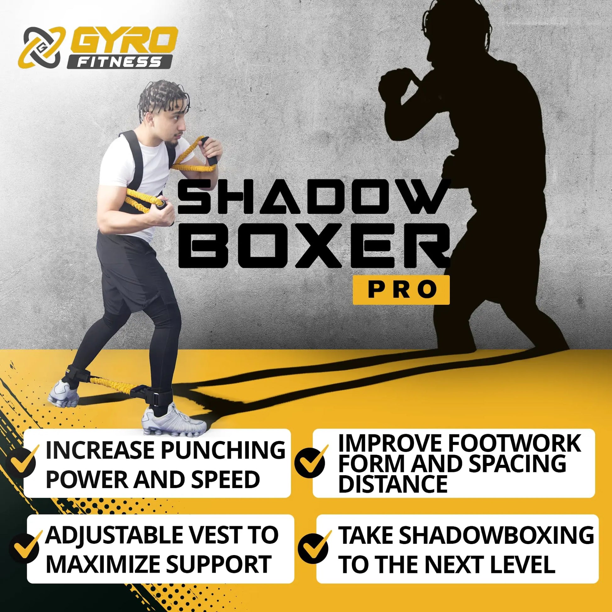 GYRO FITNESS | Shadow Boxer Pro | Boxing Resistance Bands The Champ Gear