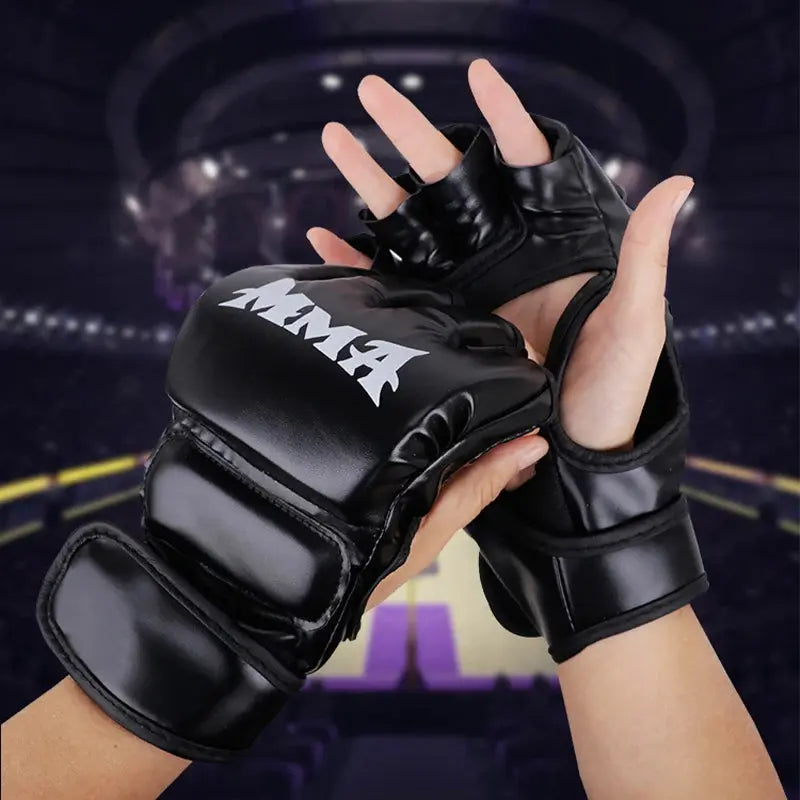 Professional Boxing Training Gloves Half Finger Leather Cushion for Adult Sanda Boxing UFC Training Sandbag Knuckles - The Champ Gear