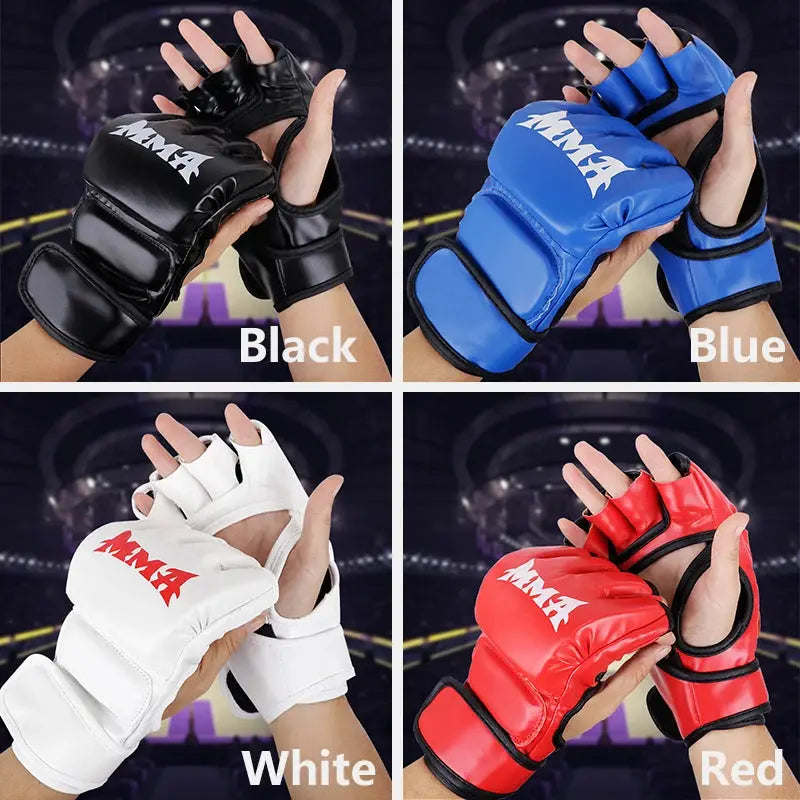 Professional Boxing Training Gloves Half Finger Leather Cushion for Adult Sanda Boxing UFC Training Sandbag Knuckles - The Champ Gear