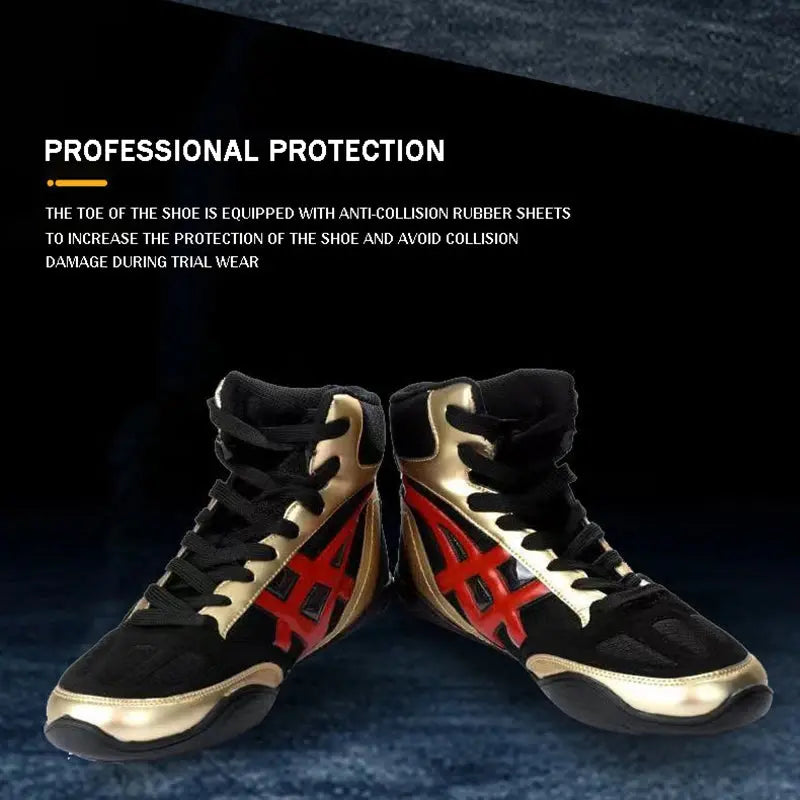 Mid Cut Mens Pro Boxing Boots Size 32-45 Breathable Non Slip Women Lace Sanda Wrestling Shoes Student Fighting Training Shoes - The Champ Gear