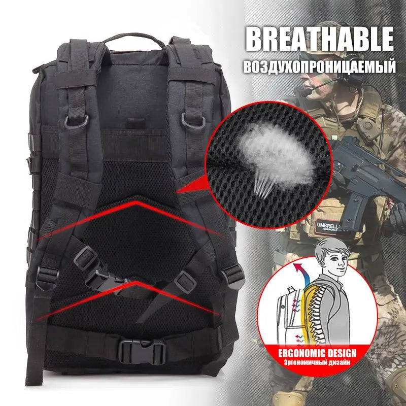 QT&QY 30/45L Man Tactical Backpacks HkingTraveling Bags Survival Outdoor 3P Assault Pack EDC Molle Pack For Trekking Hunting Bag - The Champ Gear