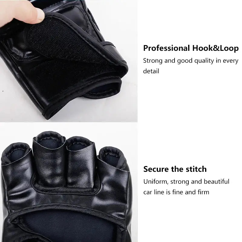 Professional Boxing Training Gloves Half Finger Leather Cushion for Adult Sanda Boxing UFC Training Sandbag Knuckles - The Champ Gear