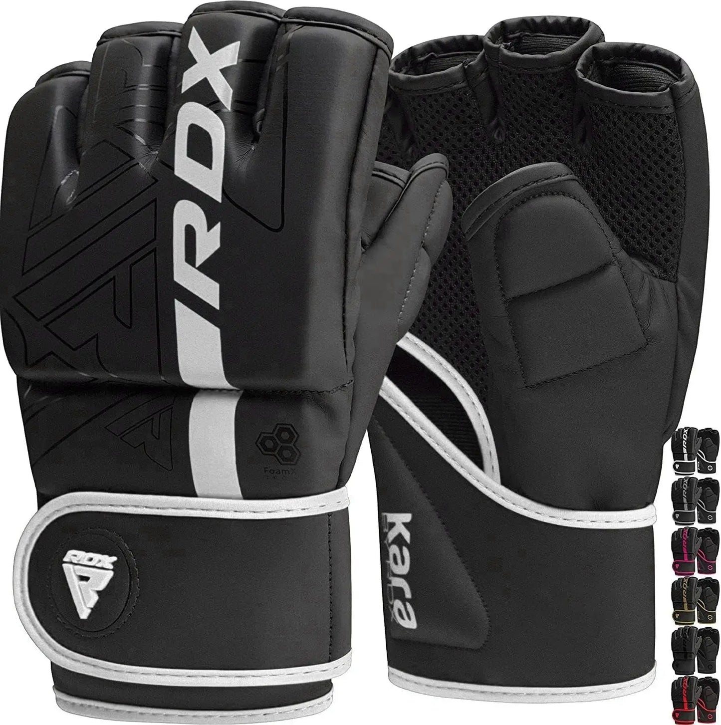 MMA Gloves Grappling Sparring, Pre-Curved Martial Arts Mitts, Ventilated Palm, Maya Hide Leather Kara Cage Fighting Gloves, Combat Sports Training, Muay Thai, Punching Bag and Kickboxing