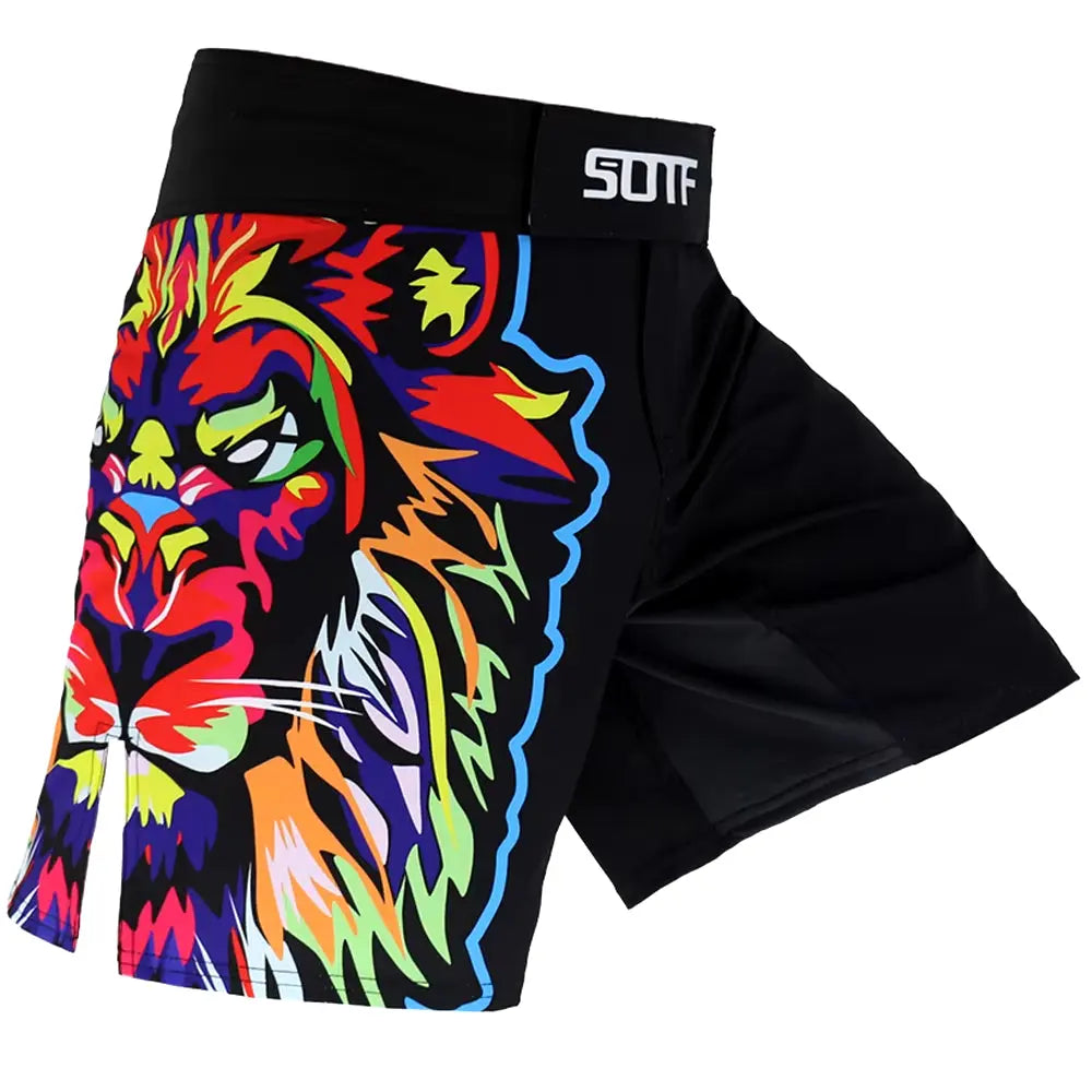 SOTF Color Tiger Print Breathable Fitness Ferocious Mma Shorts Fighting Tiger Muay Thai Boxing Shorts Kickboxing Sanda Short Mma