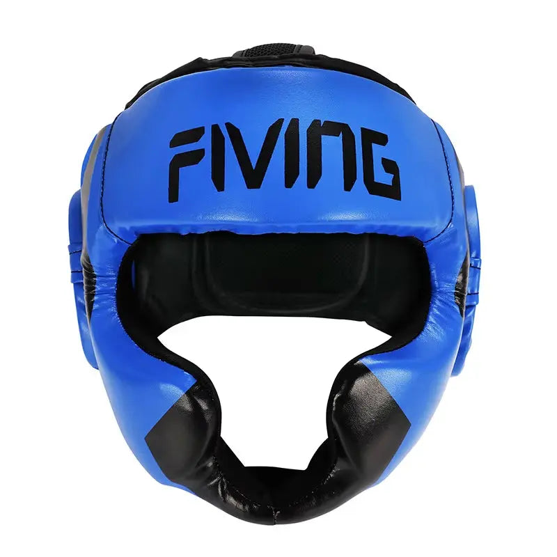 FIVING Full-Covered Boxing Helmet Muay Thai PU Leather Training Sparring Boxing Headgear Gym Equipment Taekwondo Head Guard