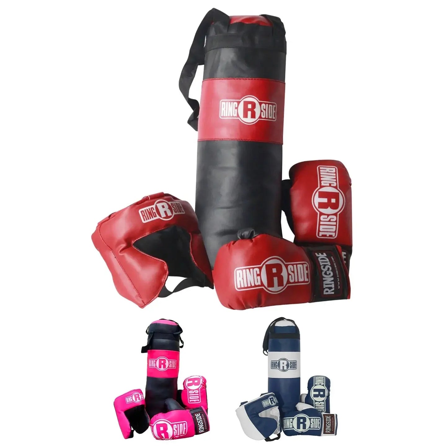 Kids Boxing Set with Mini Heavy Bag, Gloves and Headgear - Black