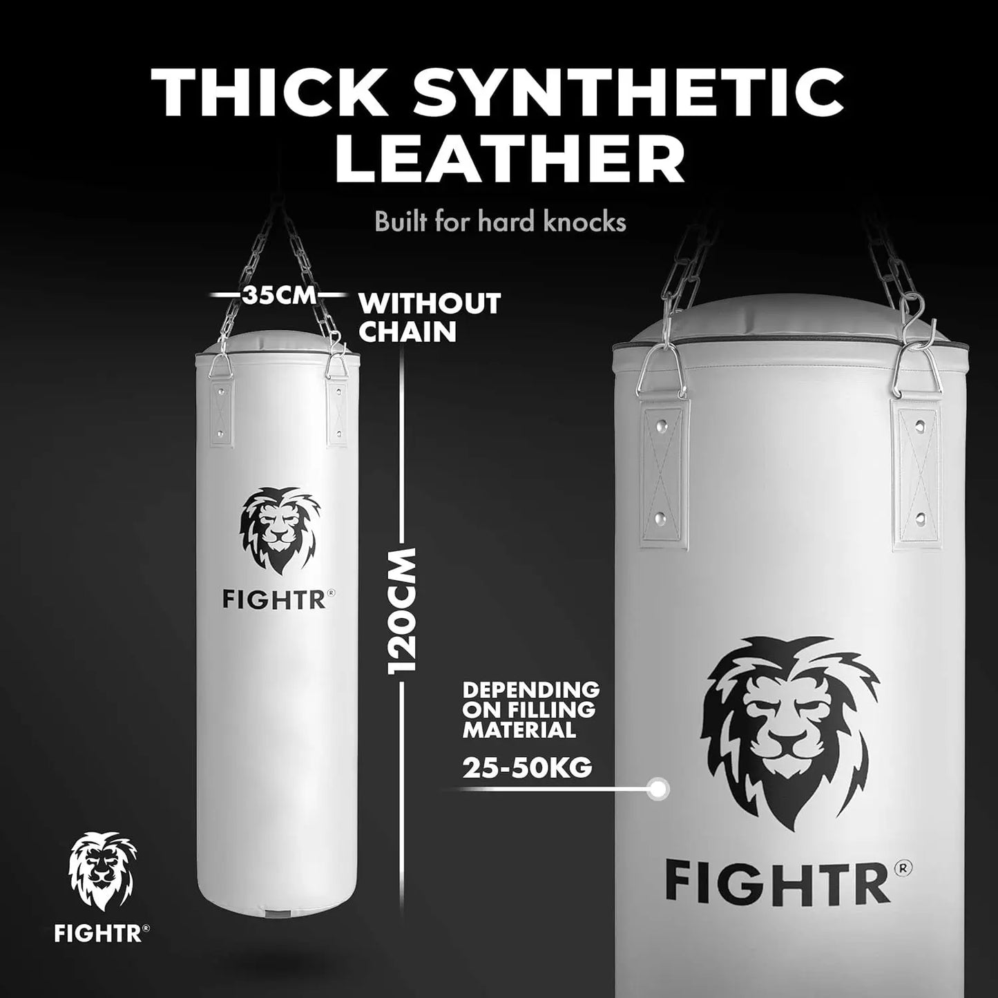 ® Punching Bag 4Ft - Durable & Sturdy | Premium Boxing Bag Hanging 120 X 35 Cm / 4 Ft Incl. Heavy Chain for Boxing, Martial Arts, MMA (Unfilled)