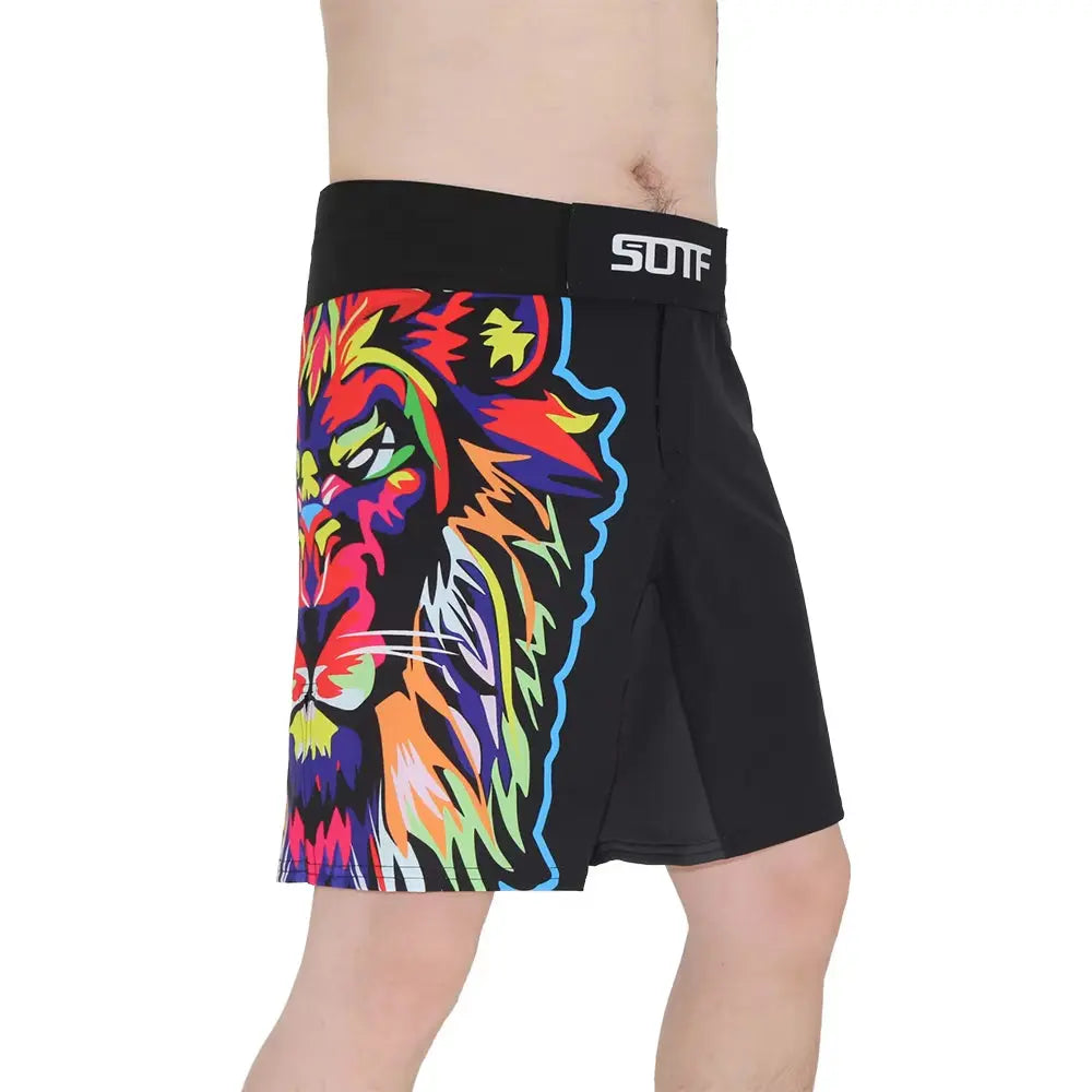 SOTF Color Tiger Print Breathable Fitness Ferocious Mma Shorts Fighting Tiger Muay Thai Boxing Shorts Kickboxing Sanda Short Mma