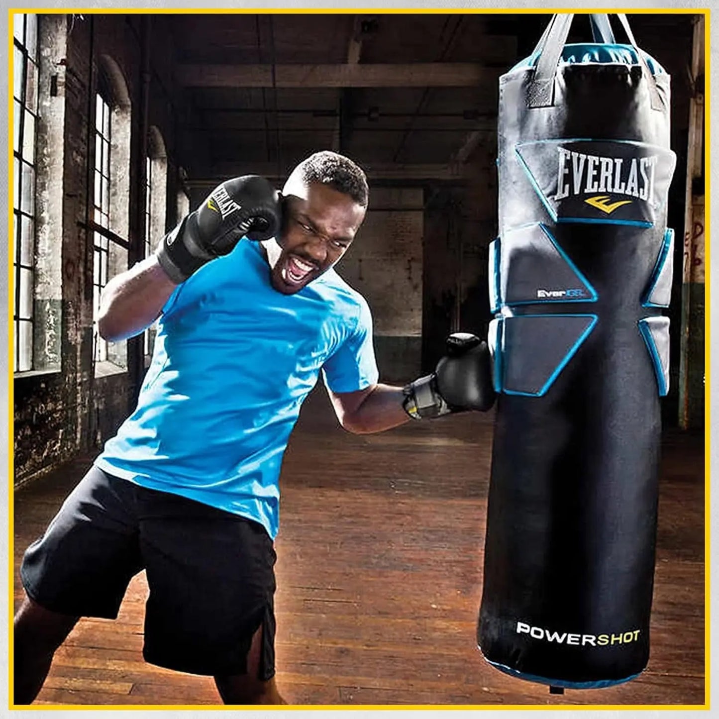 Powershot Nevatear™ Heavy Bag, Premium Synthetic Leather, Reinforced Webbing, Superior Heavy Bag Construction Increases Durability & Functionality. (Black/Black) (*Stand Not Included)