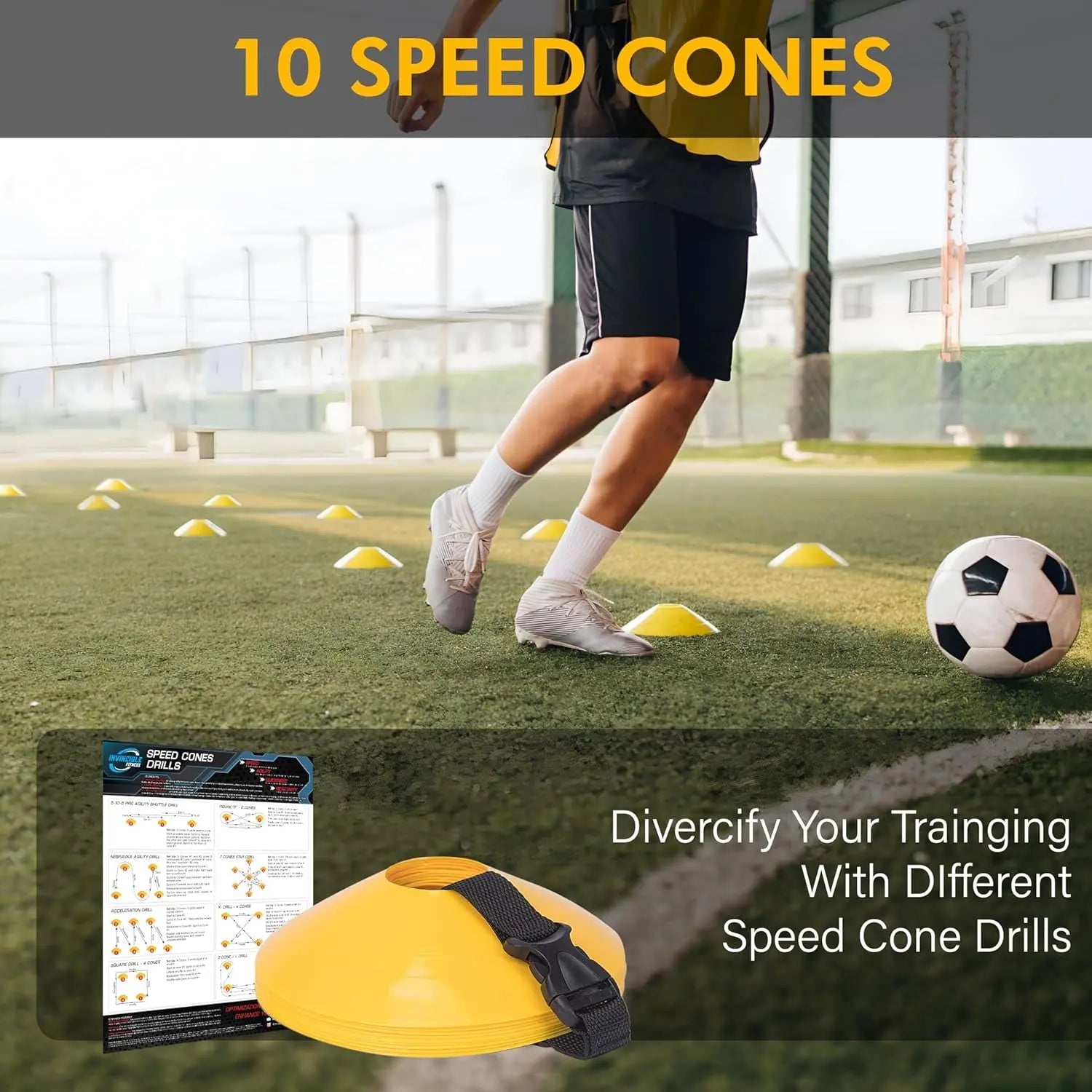 Agility Ladder Set - Enhance Speed, Coordination and Strength for Soccer and Ground Footwork Workouts, Includes 10 Cones, 3 Resistance Bands and Jump Rope