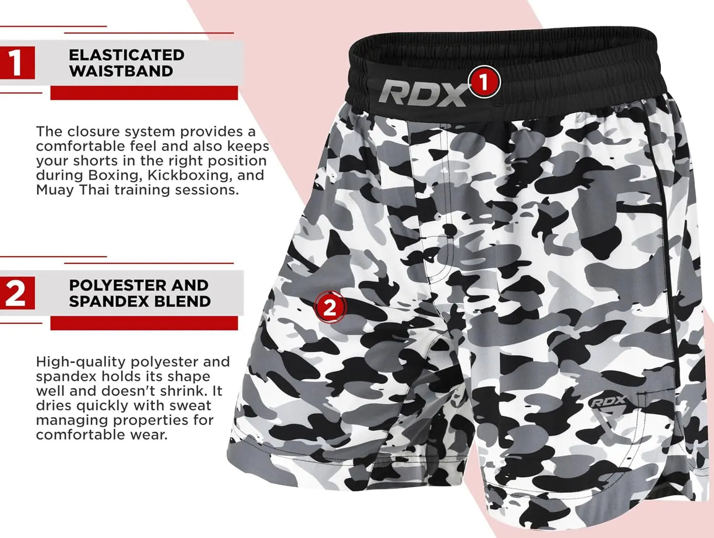 MMA Shorts for Training and Kick Boxing, Trunks for Bodybuilding, Cage Fighting, Muay Thai,Bjj Grappling, Combat Sports