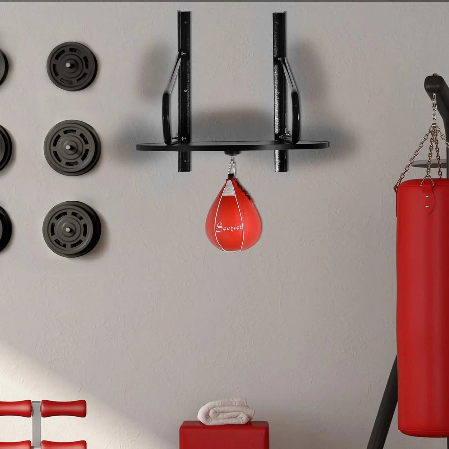 Adjustable Speed Bag Platform, Wall Mounted Speed Bag for Boxing with 360°Swivel and 6" Speedbag, Punching Training Equipment for Fitness, Exercise, Home, Gym